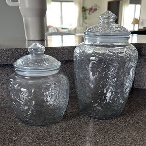 Princess House Clear Floral Embossed Glass Canister Set (Clear)